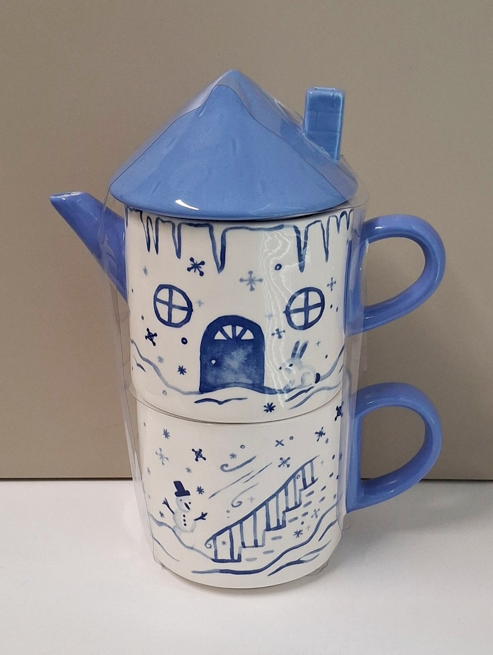 Magenta Home Stacking Tea Pot/Cup Set With Winter Scene